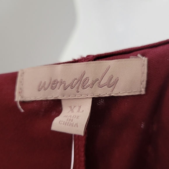 Wonderly Size XL Burgundy Long Sleeve Lace Mini Dress - Picture 8 of 10